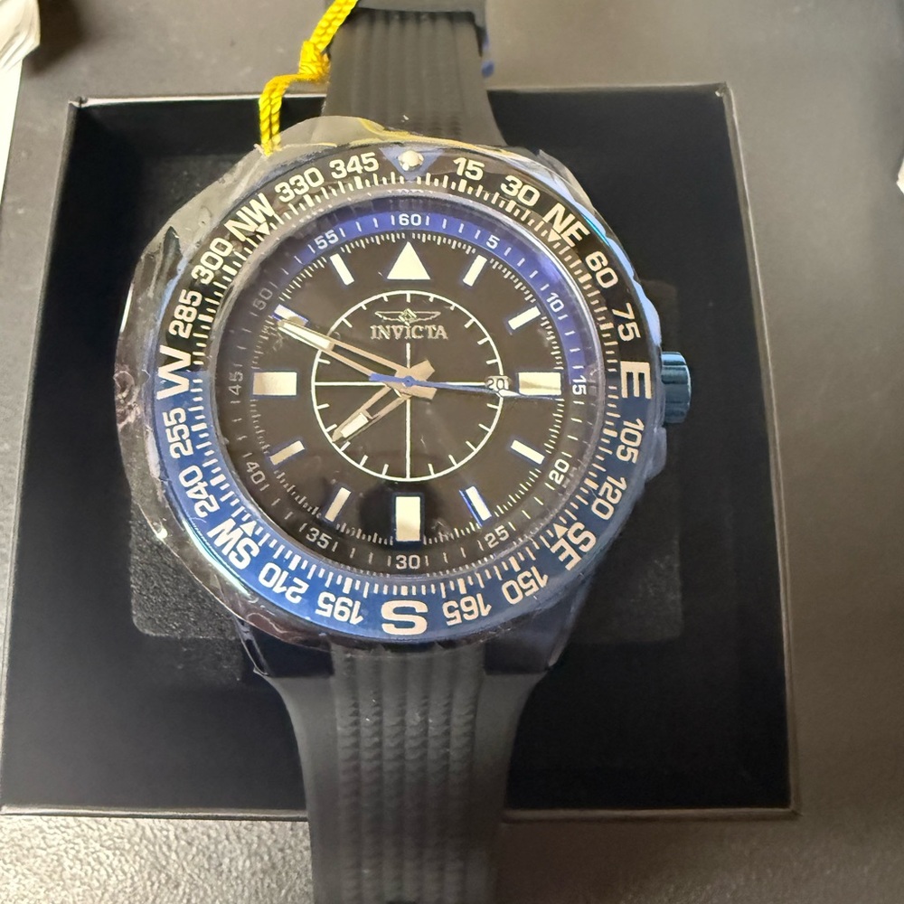 Invicta Men's Black and Blue Compass Watch